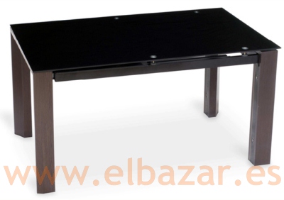 Mesa Wene extensible Cristal Negro madera Wengue